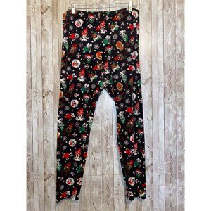 NoBo Black Puppy Dog Santa Claus Christmas Scarf Leggings Pants Size 19 2X